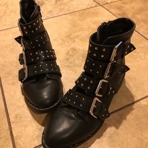 Short Black Buckle Boots